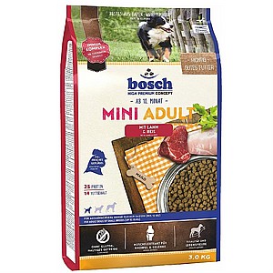 בוש מזון לכלבים בוגרים מגזעים קטנים 3 ק"ג Bosch Mini Adult בוש מזון לכלבים בוגרים מגזעים קטנים 3 ק"ג Bosch Mini Adult