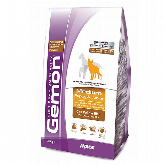���� ���� ��� �� ��� ����� ������  ���� ������, 3 �"�  Gemon Medium Puppy & Junior with Chicken and Rice
