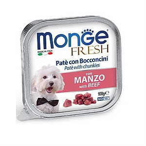מונג' פרש מעדן פטה עם נתחי בקר לכלב 100 גרם Monge Fresh מונג' פרש מעדן פטה עם נתחי בקר לכלב 100 גרם Monge Fresh