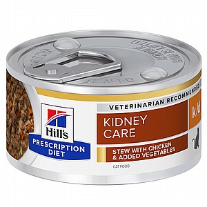 שימורי נזיד k/d | Hill's Prescription Diet קידני קייר לחתול, 82 גר' (עוף וירקות) שימורי נזיד k/d | Hill's Prescription Diet קידני קייר לחתול, 82 גר' (עוף וירקות)