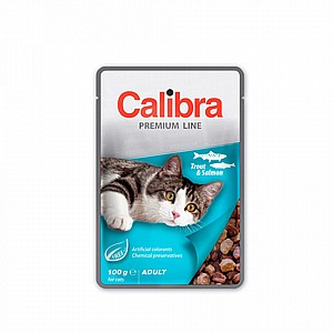 Calibra מזון פרימיום לחתולים בוגרים עם דג סלמון וטרוטה ברוטב, 100 גר' (24 יח') Calibra מזון פרימיום לחתולים בוגרים עם דג סלמון וטרוטה ברוטב, 100 גר' (24 יח')