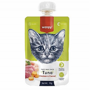 וונפי פאוץ' מוס בשר טונה, עוף וגזר לחתול 90 גרם Wanpy וונפי פאוץ' מוס בשר טונה, עוף וגזר לחתול 90 גרם Wanpy